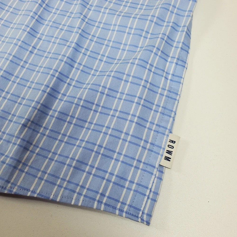 ROWM  Men XXL Long Sleeve Button Up Shirt Check‎ Light Blue/White Plaid EUC